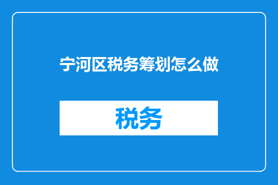 宁河区税务筹划怎么做