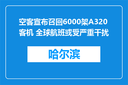 空客宣布召回6000架A320客机 全球航班或受严重干扰