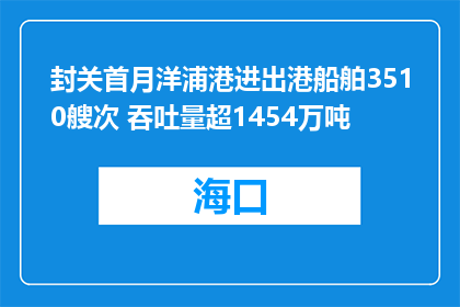 封关首月洋浦港进出港船舶3510艘次 吞吐量超1454万吨