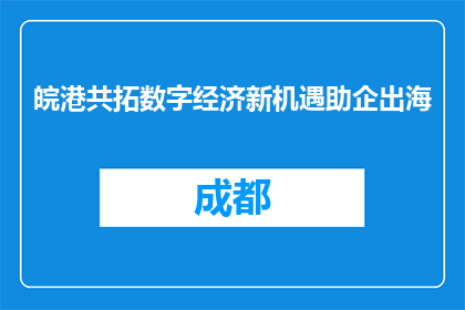 皖港共拓数字经济新机遇助企出海